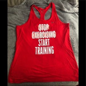 Stop Exercising Start Training Razorback Nike Tank